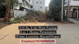 Prime Location Plot For Sale at @HayathNagar 216 Sq.Yrds,Lrs+House Permission Ready To Construction