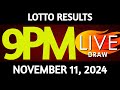 Lotto Result Today 9:00 pm draw November 11, 2024 Monday PCSO LIVE