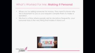 Making Your Donation Request Personal: Komen 3-Day Fundraising Webinar