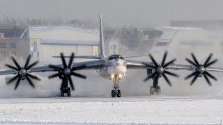 ✈Ту-95 Взлет в сильный мороз -25°С