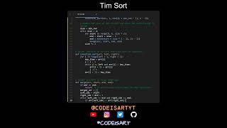 Tim Sort Code in Python | Sorting Algorithms | Python Coding Tutorial | Python Coding Interview