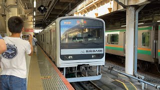 上野駅にて、JR東日本209系2200番台B.B.BASE団体臨時列車 発着シーン