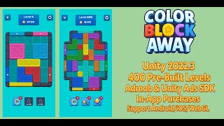 Unity Puzzle Game Source Code - Color Block Away (Full Game Template with Ads & IAP)