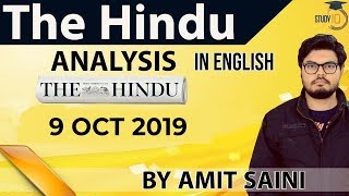 English 9 October 2019 - The Hindu Editorial News Paper Analysis [UPSC/SSC/IBPS] Current Affairs