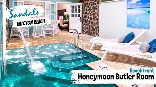 Beachfront Honeymoon Butler Room 1BP | Sandals Halcyon Beach, St Lucia | Full Room Tour \u0026 Review 4K