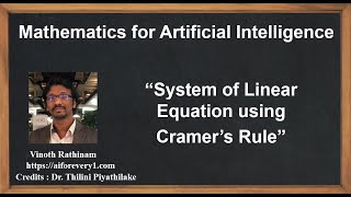 Machine Learning Tutorial Python Mathematics : 21. Linear Equations | Cramer's Rule