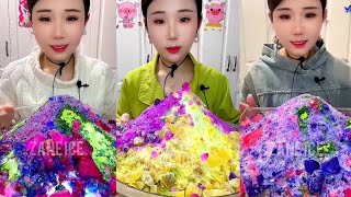 ASMR YY FINISHING HER SHAVED ICE EATING WITH CRUSHED ICE WITH MATCHA AND MILK POWDER