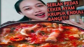 MUKBANG,,SEBLAK PEDAS CEKER AYAM SOSIS KRUPUK ENDULL!!ASMR