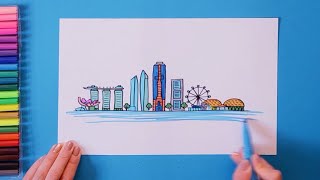 How to draw Singapore City Skyline