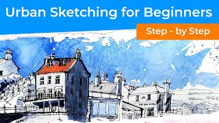 Urban Sketching for Beginners - Robin Hoods Bay in North Yorkshire with Selective Colour
