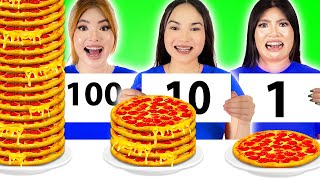100 LAYERS OF FOOD CHALLENGE | 1 VS 100 COATS OF YUMMY BATTLE FOR 24 HOURS BY SWEEDEE