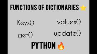 Functions of Dictionaries ⭐|Python 🔥| Notes 👇🏻