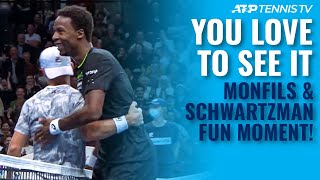 Playing Tennis With A Smile On Your Face! Monfils \u0026 Schwartzman Embrace After Fun Rally: Vienna 2021