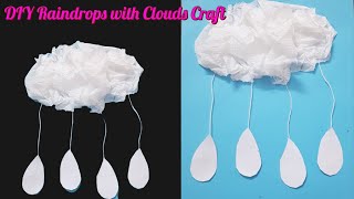 How To Make Raindrops With Cloud | DIY Paper Crafts For Kids | Wall Hanging Craft Rain Drops & Cloud
