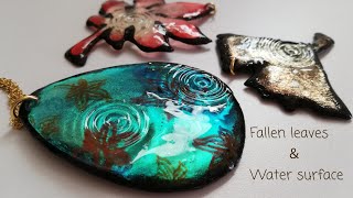 レジン🍁紅葉シーズン到来！落ち葉と水面のチャーム(ガラス絵の具使用)🍁🍂resin accessory/Fallen leaves＆Water surface