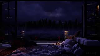 Cozy Lakeside View For Sleeping | With Distant Storm Sounds | Water, Nature & Thunder Sounds | 8Hrs