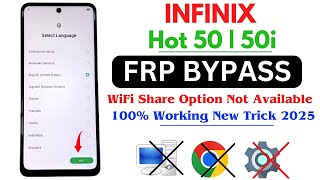 Infinix Hot 50/50i Frp Bypass Android 14 Without PC | Infinix X6531 | X6720 Google Account Bypass