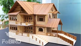 Diy miniature house with wooden sticks