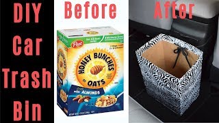DIY: Mini Car Trash Bin free of cost| Cheap Car Organization Ideas| Cereal box crafts !!!