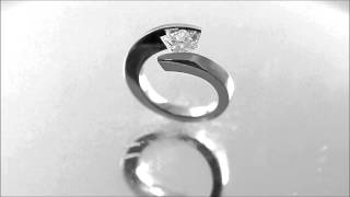 14K WHITE GOLD PRINCESS CUT DIAMOND ENGAGEMENT RING TENSION 1.00CT - KNR INC - 696