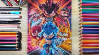 Drawing Sonic, Shadow, Knukles, Tails, Gerald and Ivo Robotnik (Sonic the Hedgehog 3) | Fame Art