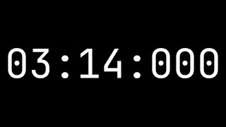 Countdown timer 3 minutes, 14 seconds [03:14:000] - White on black with milliseconds