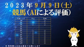 AIによる投資競馬予想（2023年9月9日、土曜日、中山競馬場・阪神競馬場、全レース：紫苑ステークスGⅡ、エニフステークスリステッド、汐留特別、ムーンライトなど）with ZIIQ指数 for回収率