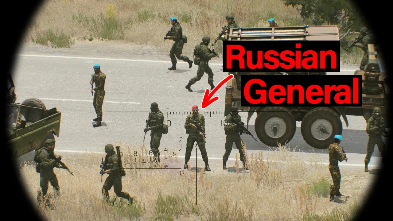 Russian Generals were Eliminated and a Russian Convoy by Ukrainian Sniper - Arma 3
