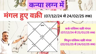 V-279 : कन्या लग्न : मंगल वक्री (07/12/2024 से 24/02/2025) Mars Transit : Kanya lagna