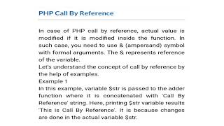 PHP CALL BY REFERENCE IN PHP COMPUTER LANGUAGE