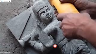 दगडी मुर्ती 🌺 | नक्षीकाम ✨ | Divine Stone Carving: Goddess Idol 🛕 #hindu #carving #traditional #devi