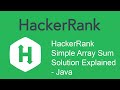 HackerRank Simple Array Sum Solution Explained - Java