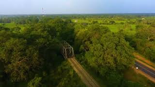 Beautiful Village Nochchimoddai, Vavuniya, Sri Lanka.  Nochchimoddai Bridge, parangi Aru can be seen