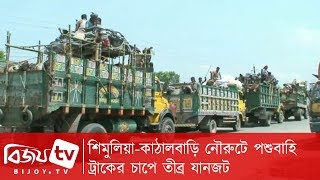 শিমুলিয়া-কাঠালবাড়ি নৌরুটে পশুবাহি ট্রাকের চাপে তীব্র যানজট