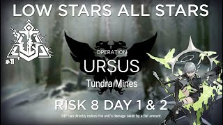 Arknights CC#11 Day 1 \u0026 2 Tundra Mines Risk 8 Low Rarity Guide