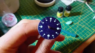 Work in progress... Handmade blue stardust sandwich dial. Super lume!!