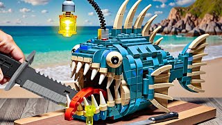 LEGO ANGLER FISH Hunting Deep Sea Monster | Cutting Skills | Stop Motion Cooking ASMR