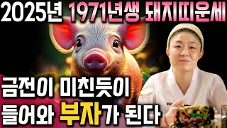 ✨2025년 미리보는 71년생 돼지띠운세✨ 엄청난 기회가 찾아온다! 을사년 54세 돼지띠운세 금전,재물운 대박터져 순식간에 부자가 된다! 2025년 을사년 1971년생 54세 운세