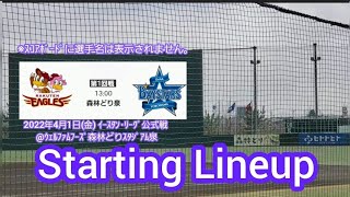 20220401　森林どり泉！両ﾁｰﾑのスタメン発表【楽天ｲｰｸﾞﾙｽvs横浜DeNAﾍﾞｲｽﾀｰｽﾞ】･審判　［ﾌｧｰﾑ ｲｰｽﾀﾝ･ﾘｰｸﾞ］@仙台･ｳｪﾙﾌｧﾑﾌｰｽﾞ森林どりｽﾀｼﾞｱﾑ泉