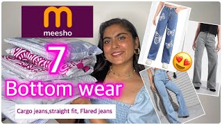 *Huge* Meesho bottom wear haul😍 | Meesho jeans haul | cargo jeans,straight fit ,flared jeans