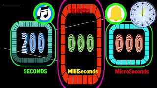 200 Seconds Colorful Rectangle Timer Alarm 🔔 Milliseconds,Microseconds