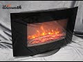 wall mounted electric fireplace designed with curved tempered glass