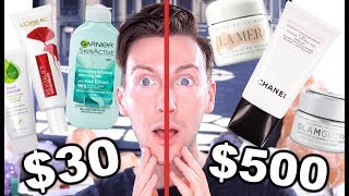 $500 vs $30 Skincare Routine | Luxury & Drugstore Skin Care BATTLE