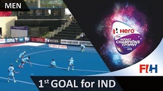 GER 0-1 IND Raghunath opens the scoring with a powerful dragflick #HCT2016