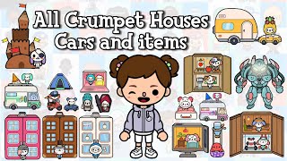 ALL CRUMPET HOUSES, CARS AND ITEMS IN TOCA LIFE WORLD | Toca Boca | NecoLawPie