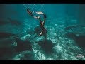 Freedive with a mantas in Flores. Padar Island. Manta point. Indonesia.