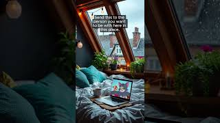 Attic hideaway goals Rain tapping, fairy lights glowing, nostalgia flowing 🌧💡🐱 Whos your ideal ca