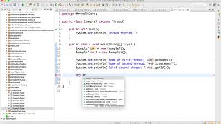 getName() setName() and getId() method of thread class