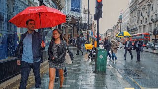 A Rainy Day in London, England - Walk around the Block, Wet City Streets Ambience
