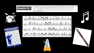 Syncopation by Reed (Syncopation Set 1, Page 33, Number 1-12) - Practice with Me! #drums #drumset